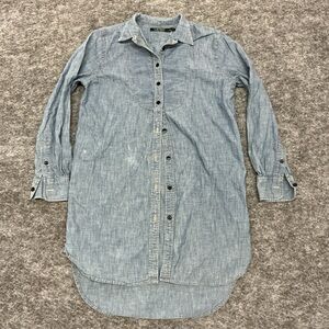 Ralph Lauren Blue Lightweight Casual Denim Shirt Button Down Tunic Size XS